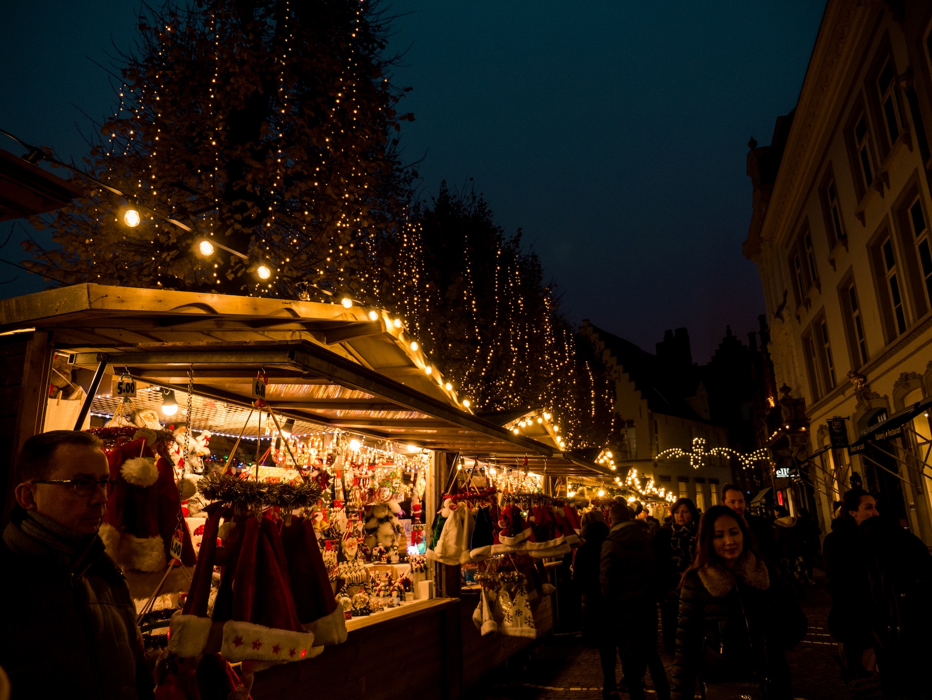 A Christmas market in Bruges.
