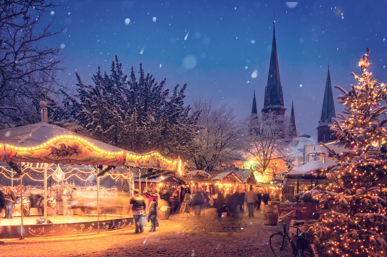 A Christmas market in Germany.