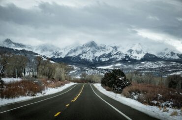 A road in Colorado in winter.