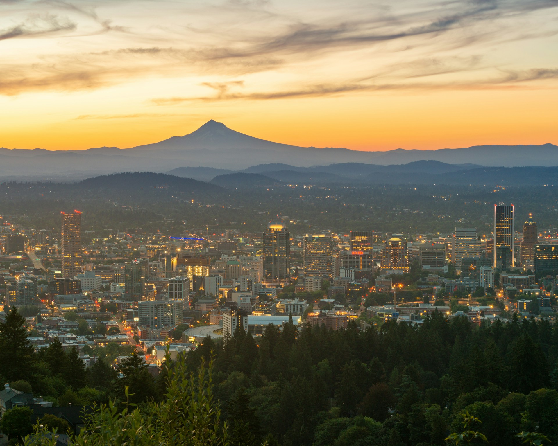 Portland skyline with Mt. Hood in the background