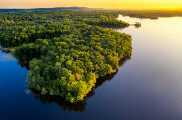 An aerial view of a lake in Wisconsin.