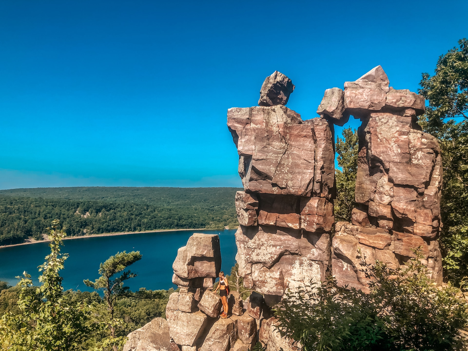 Rocks overlooking a magical lake in Wisconsin.